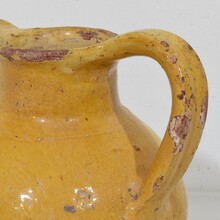 Yellow glazed terracotta jug or water cruche/ orjol, France circa 1850