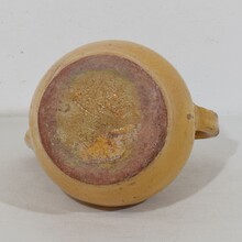 Yellow glazed terracotta jug or water cruche/ orjol, France circa 1850