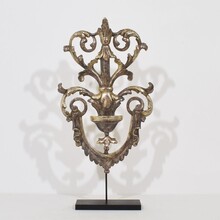 Carved and silvered wooden baroque style ornament, Italy circa 1880-1900