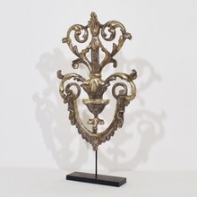 Carved and silvered wooden baroque style ornament, Italy circa 1880-1900