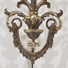 Carved and silvered wooden baroque style ornament, Italy circa 1880-1900