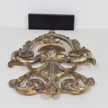 Carved and silvered wooden baroque style ornament, Italy circa 1880-1900