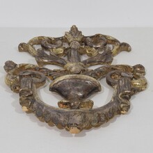 Carved and silvered wooden baroque style ornament, Italy circa 1880-1900