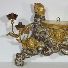 Giltwood baroque style altar with candleholders and angels, Italy circa 1850