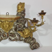 Giltwood baroque style altar with candleholders and angels, Italy circa 1850