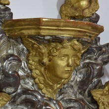 Giltwood baroque style altar with candleholders and angels, Italy circa 1850