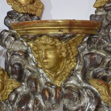 Giltwood baroque style altar with candleholders and angels, Italy circa 1850