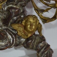 Giltwood baroque style altar with candleholders and angels, Italy circa 1850