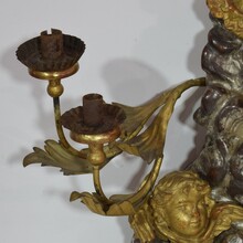 Giltwood baroque style altar with candleholders and angels, Italy circa 1850