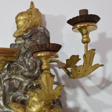 Giltwood baroque style altar with candleholders and angels, Italy circa 1850