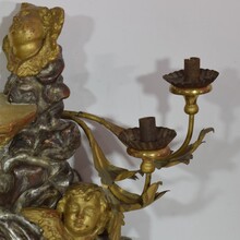 Giltwood baroque style altar with candleholders and angels, Italy circa 1850