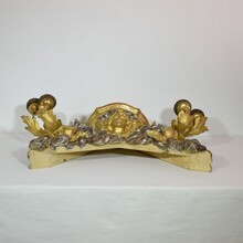 Giltwood baroque style altar with candleholders and angels, Italy circa 1850