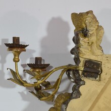 Giltwood baroque style altar with candleholders and angels, Italy circa 1850