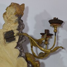 Giltwood baroque style altar with candleholders and angels, Italy circa 1850