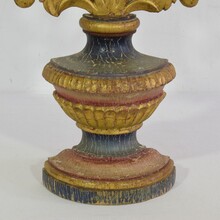 Neoclassical carved wooden vase with a bouquet, Italy circa 1800-1850