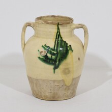 Yellow/green glazed earthenware jug/jar, Italy circa 1850-1900