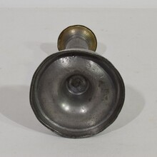 Collection of 5 pewter candleholders, France circa 1750-1850