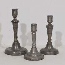Collection of pewter candleholders, France circa 1750-1850