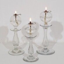 Collection of glass weaveroil lamps, France 1800-1900