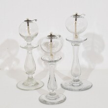 Collection of glass weaveroil lamps, France 1800-1900