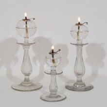 Collection of glass weaver oil lamps, France circa 1800-1900