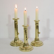 Collection of 3 bistro push up candleholders, France circa 1850-1900