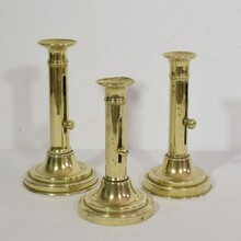 Collection of 3 bistro push up candleholders, France circa 1850-1900