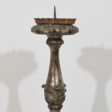 Couple baroque carved wooden candleholders, Italy circa 1750-1800
