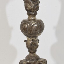 Couple baroque carved wooden candleholders, Italy circa 1750-1800