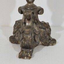 Couple baroque carved wooden candleholders, Italy circa 1750-1800