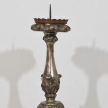 Couple baroque carved wooden candleholders, Italy circa 1750-1800