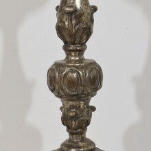 Couple baroque carved wooden candleholders, Italy circa 1750-1800