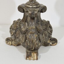 Couple baroque carved wooden candleholders, Italy circa 1750-1800