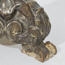 Couple baroque carved wooden candleholders, Italy circa 1750-1800