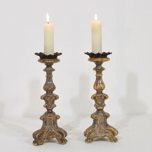 Couple baroque silvered candlesticks, Italy circa 1750-1800