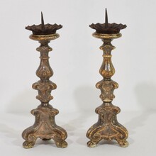 Couple baroque silvered candlesticks, Italy circa 1750-1800