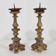 Couple baroque silvered candlesticks, Italy circa 1750-1800