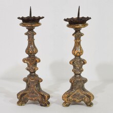 Couple baroque silvered candlesticks, Italy circa 1750-1800