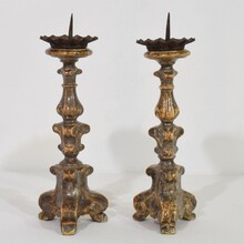 Couple baroque silvered candlesticks, Italy circa 1750-1800