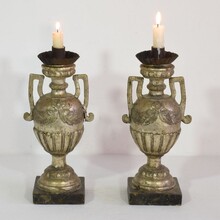 Couple neoclassical silvered candlesticks, Italy circa 1770-1800