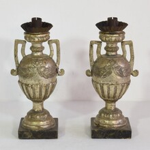 Couple neoclassical silvered candlesticks, Italy circa 1770-1800