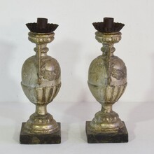 Couple neoclassical silvered candlesticks, Italy circa 1770-1800