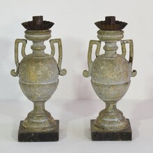 Couple neoclassical silvered candlesticks, Italy circa 1770-1800