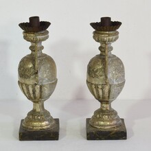 Couple neoclassical silvered candlesticks, Italy circa 1770-1800