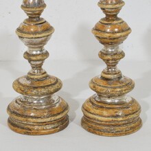 Couple neoclassical silvered wooden candleholders, Italy circa 1750-1800