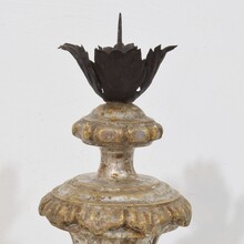Couple neoclassical silvered wooden candlesticks, Italy circa 1760-1800