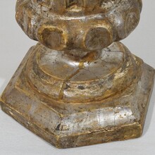 Couple neoclassical silvered wooden candlesticks, Italy circa 1760-1800