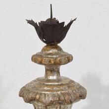 Couple neoclassical silvered wooden candlesticks, Italy circa 1760-1800