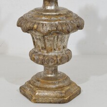 Couple neoclassical silvered wooden candlesticks, Italy circa 1760-1800