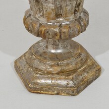 Couple neoclassical silvered wooden candlesticks, Italy circa 1760-1800